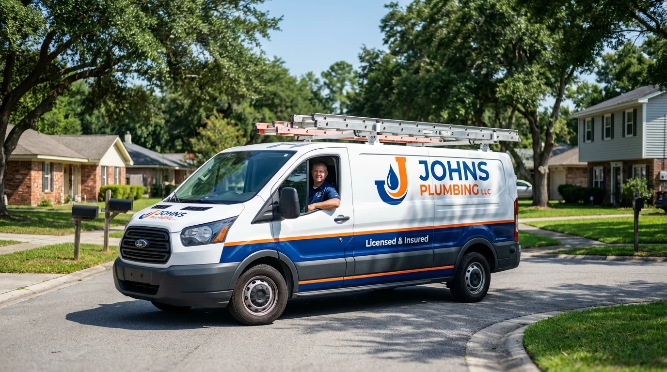 Johns Plumbing LLC service van in Ida Grove, IA