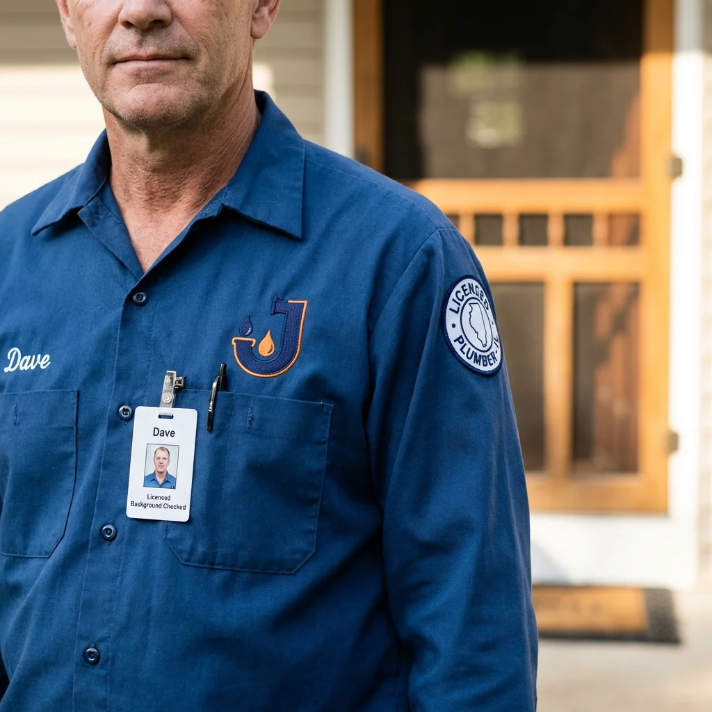 Licensed plumber showing ID badge in Ida Grove, IA