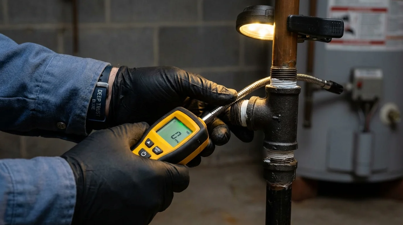 Gas leak detection with electronic sniffer by Johns Plumbing LLC in Ida Grove