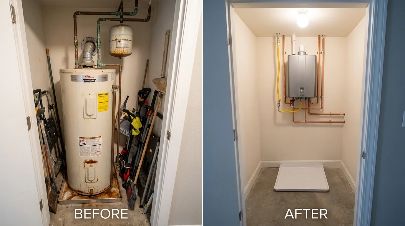 Tank water heater versus wall-mounted tankless unit comparison for Ida Grove, IA homeowners